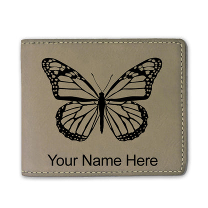 Faux Leather Bi-Fold Wallet, Monarch Butterfly, Personalized Engraving Included