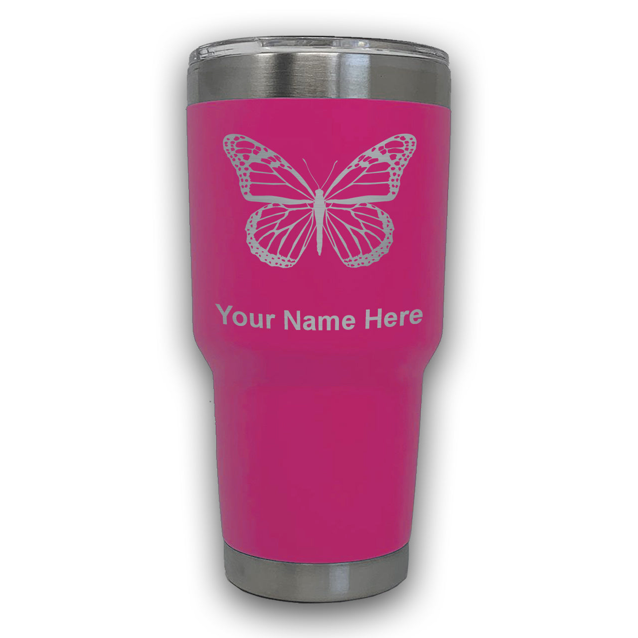 LaserGram 30oz Tumbler Mug, Monarch Butterfly, Personalized Engraving Included