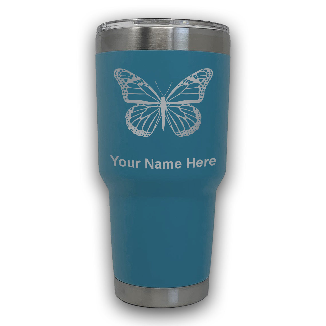 LaserGram 30oz Tumbler Mug, Monarch Butterfly, Personalized Engraving Included