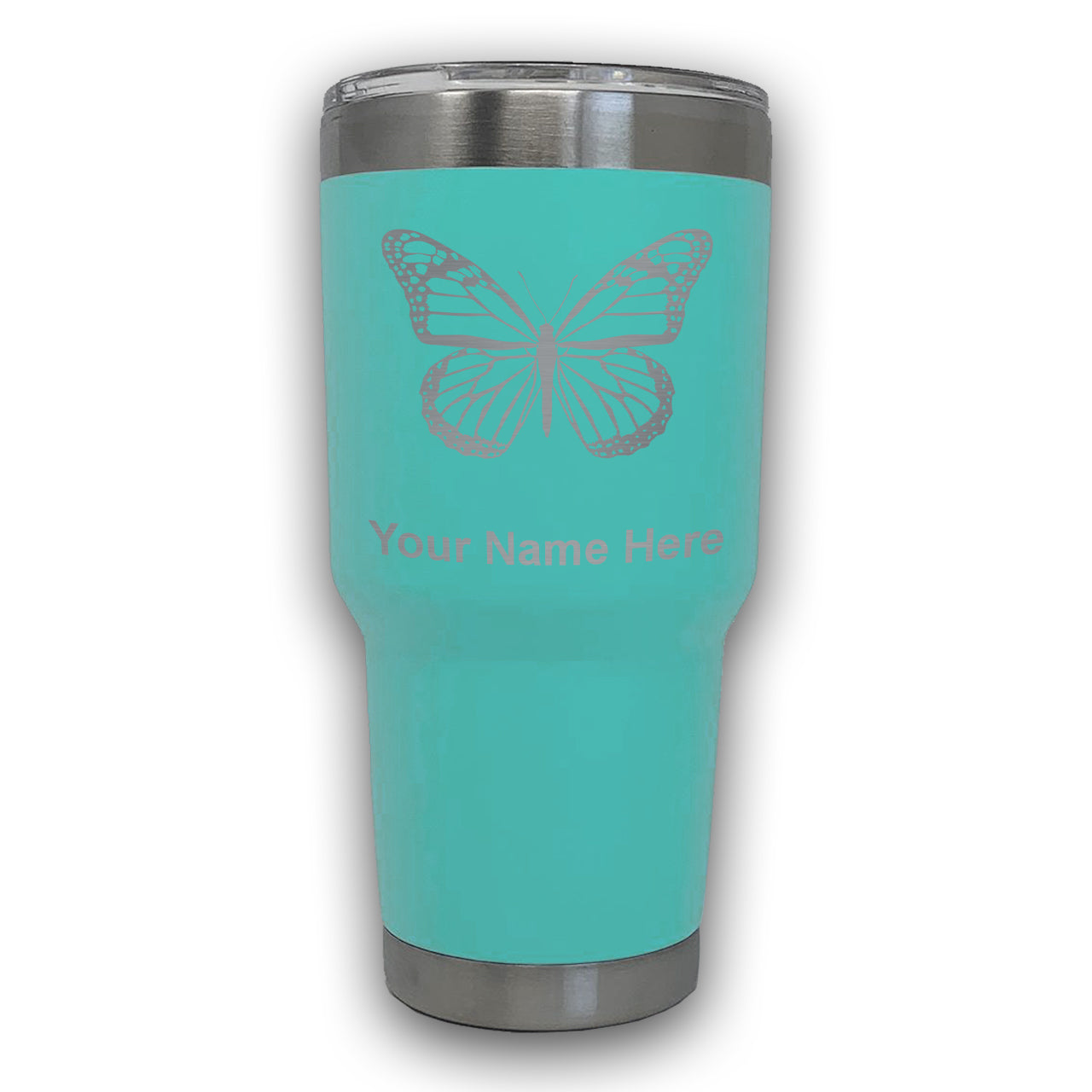 LaserGram 30oz Tumbler Mug, Monarch Butterfly, Personalized Engraving Included