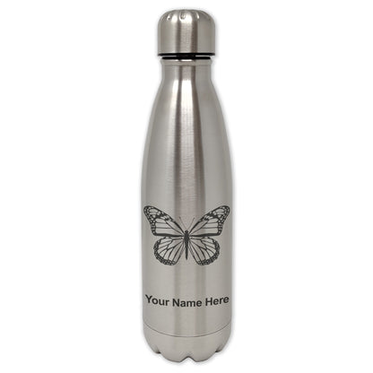 LaserGram Single Wall Water Bottle, Monarch Butterfly, Personalized Engraving Included