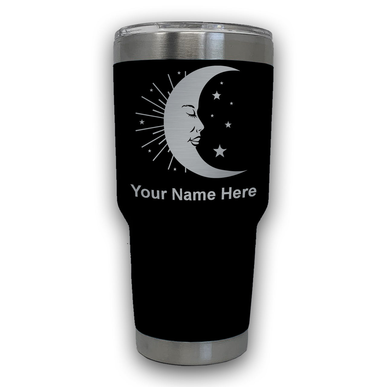 LaserGram 30oz Tumbler Mug, Moon, Personalized Engraving Included