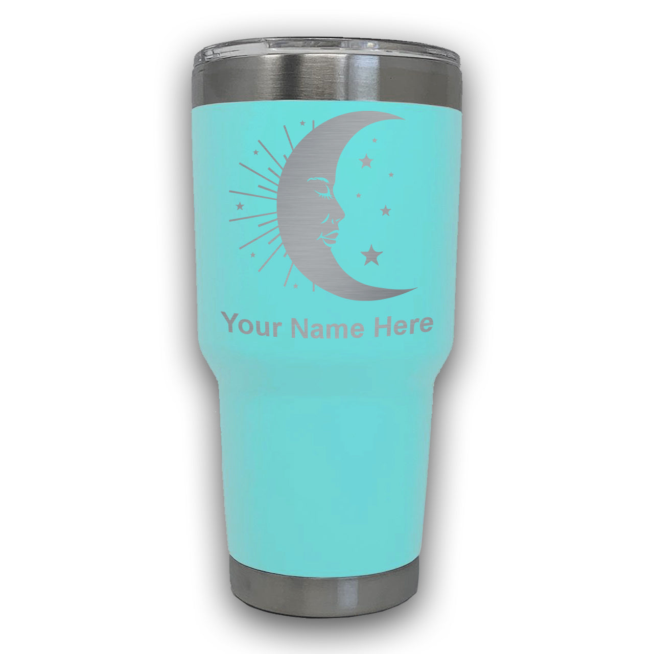 LaserGram 30oz Tumbler Mug, Moon, Personalized Engraving Included