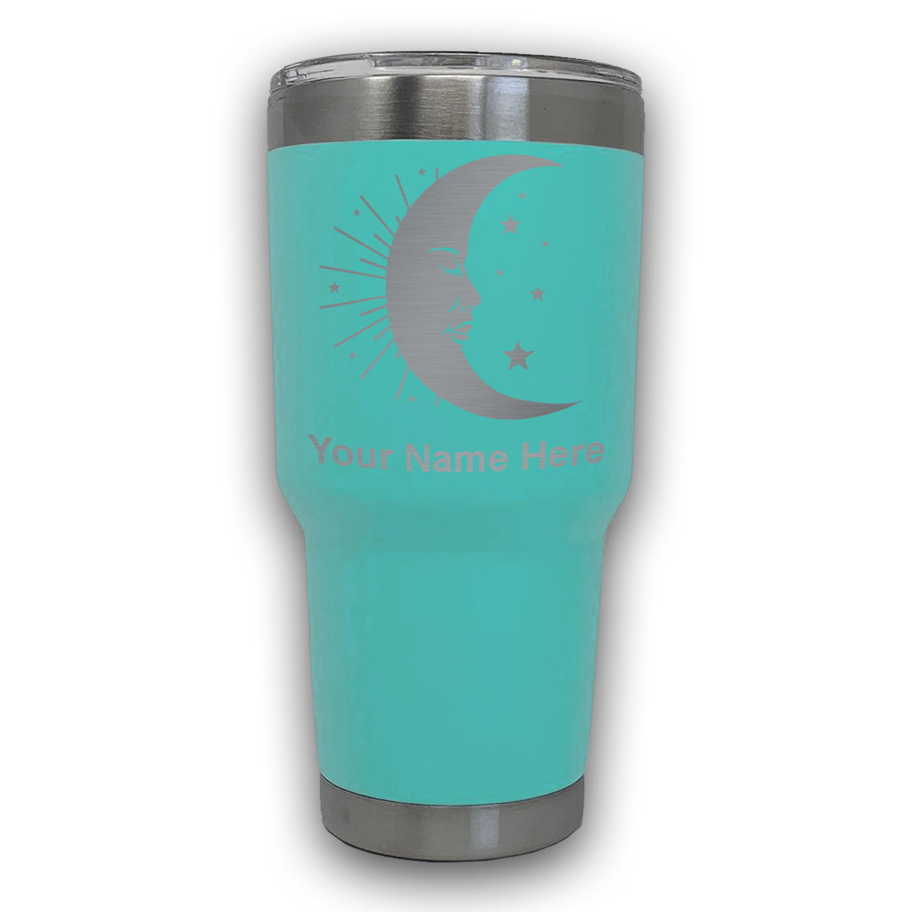 LaserGram 30oz Tumbler Mug, Moon, Personalized Engraving Included