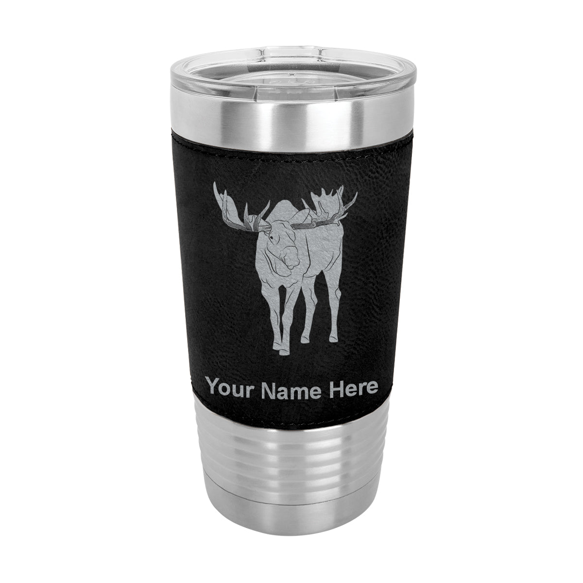 20oz Faux Leather Tumbler Mug, Moose, Personalized Engraving Included - LaserGram Custom Engraved Gifts