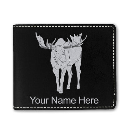 Faux Leather Bi-Fold Wallet, Moose, Personalized Engraving Included