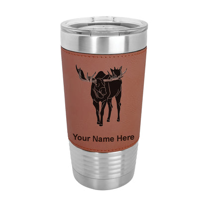 20oz Faux Leather Tumbler Mug, Moose, Personalized Engraving Included - LaserGram Custom Engraved Gifts