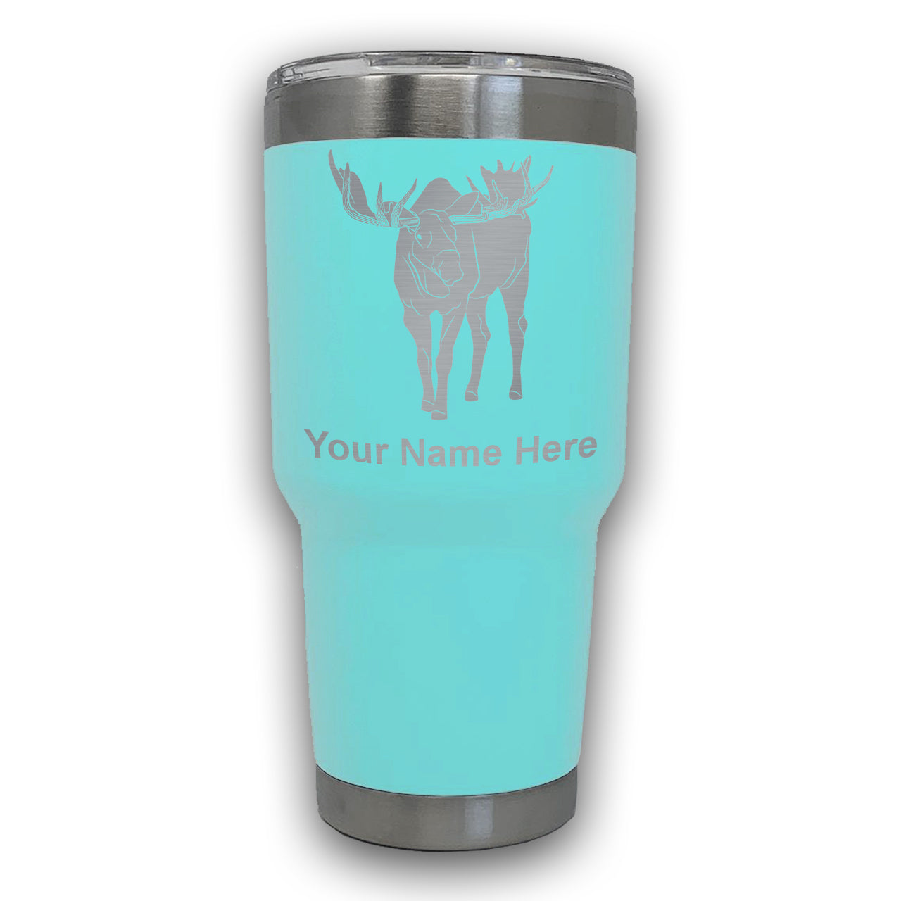 LaserGram 30oz Tumbler Mug, Moose, Personalized Engraving Included