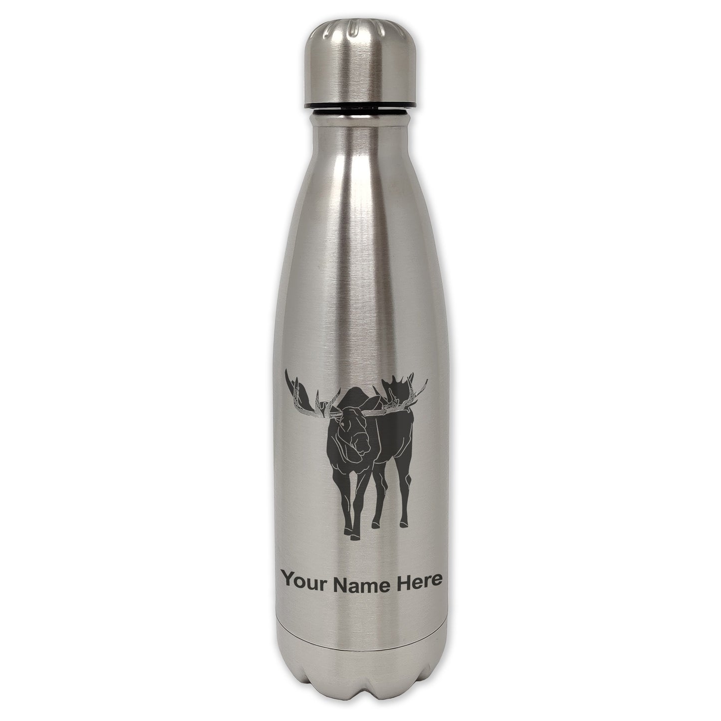LaserGram Single Wall Water Bottle, Moose, Personalized Engraving Included