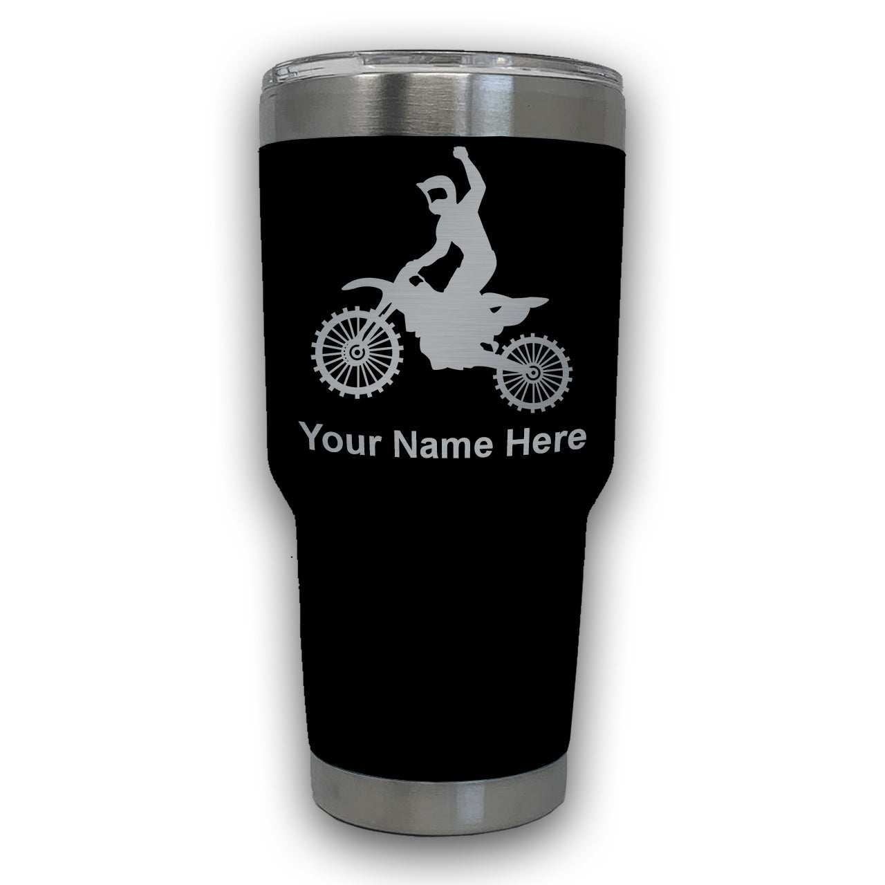 LaserGram 30oz Tumbler Mug, Motocross, Personalized Engraving Included