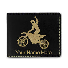 Load image into Gallery viewer, Faux Leather Bi-Fold Wallet, Motocross, Personalized Engraving Included
