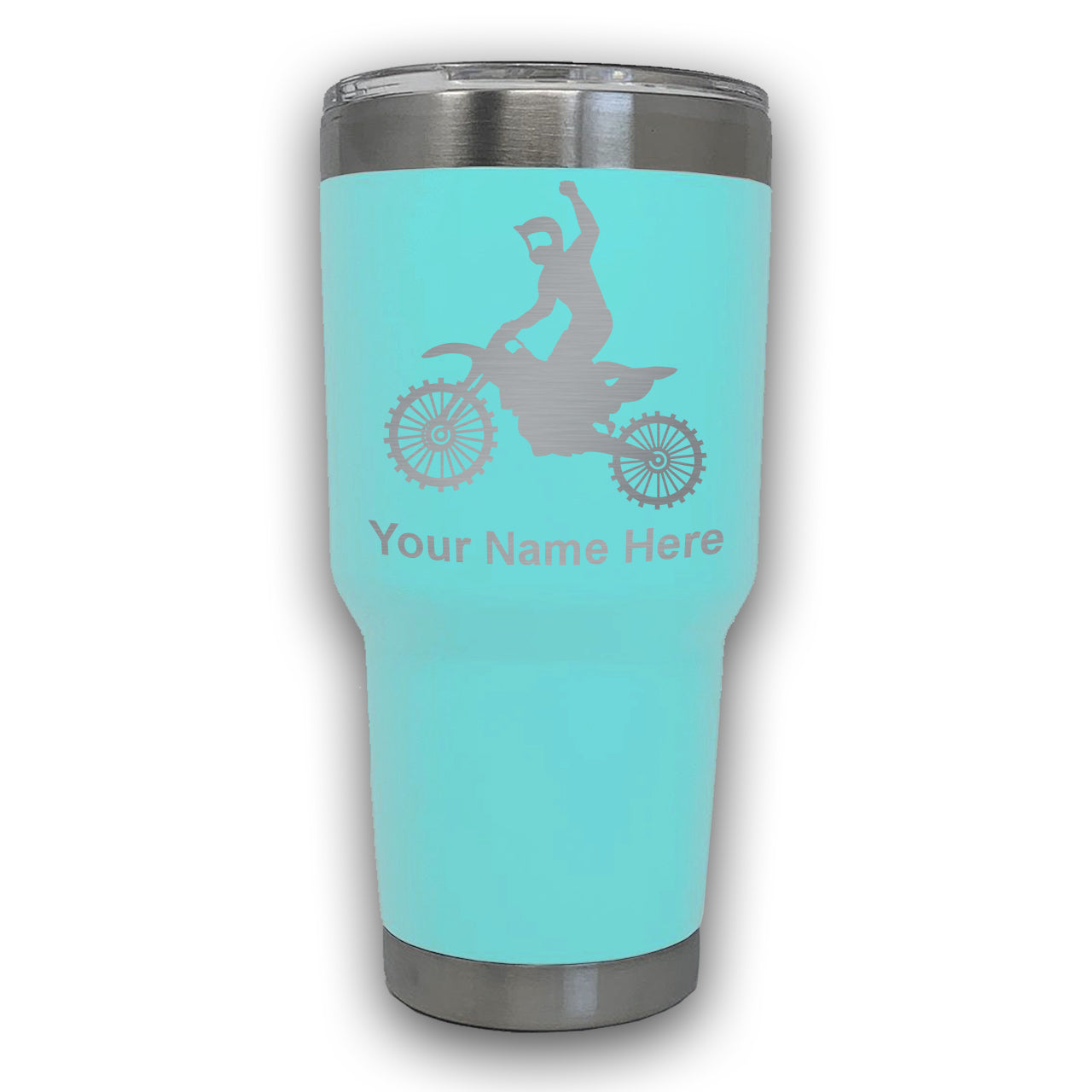 LaserGram 30oz Tumbler Mug, Motocross, Personalized Engraving Included