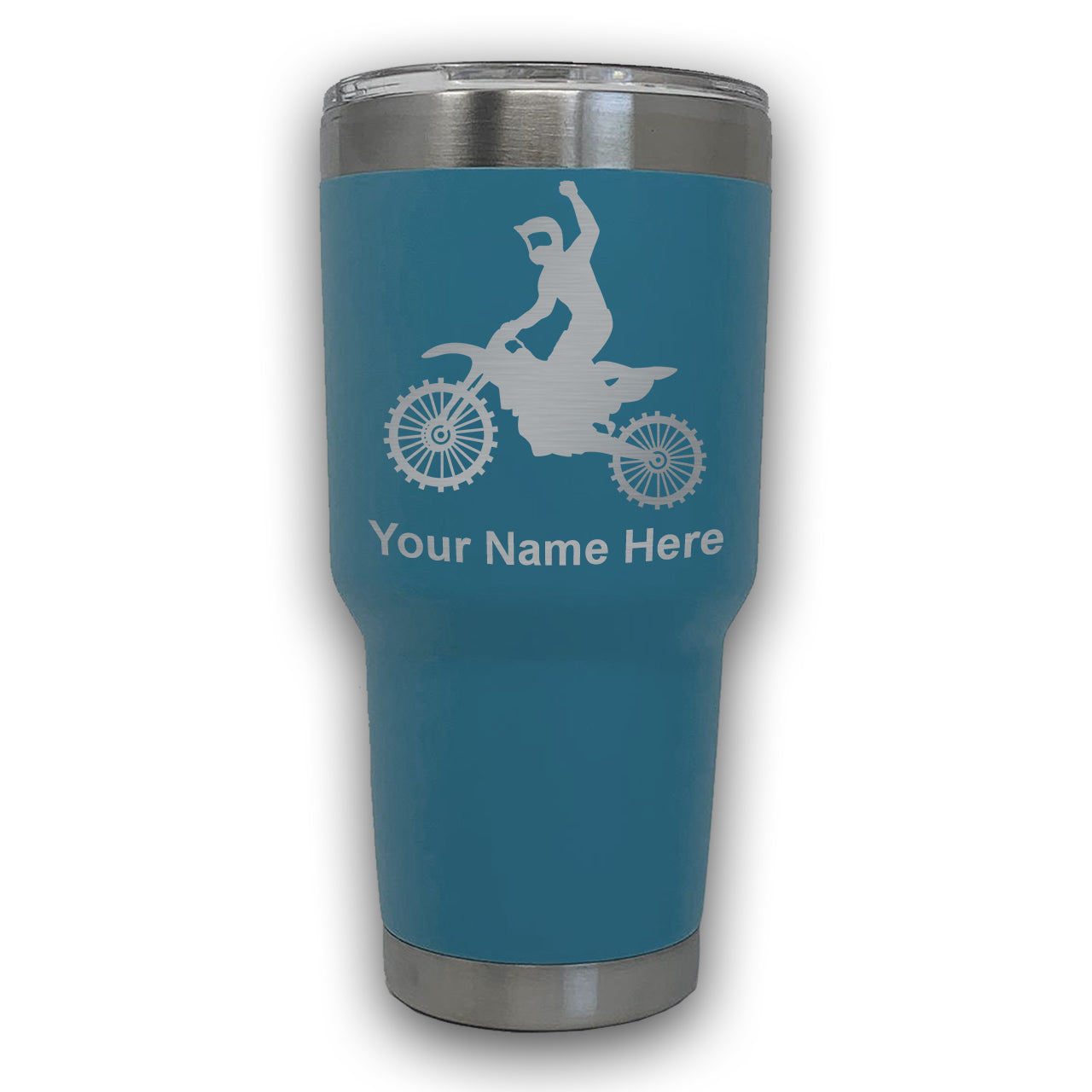 LaserGram 30oz Tumbler Mug, Motocross, Personalized Engraving Included