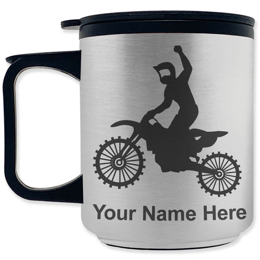 Coffee Travel Mug, Motocross, Personalized Engraving Included