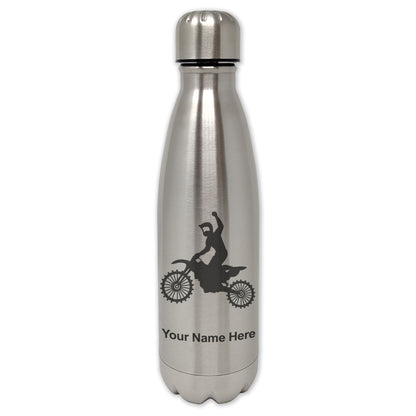 LaserGram Single Wall Water Bottle, Motocross, Personalized Engraving Included