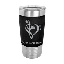 Load image into Gallery viewer, 20oz Faux Leather Tumbler Mug, Music Heart, Personalized Engraving Included - LaserGram Custom Engraved Gifts
