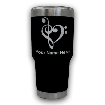 LaserGram 30oz Tumbler Mug, Music Heart, Personalized Engraving Included