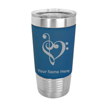 Load image into Gallery viewer, 20oz Faux Leather Tumbler Mug, Music Heart, Personalized Engraving Included - LaserGram Custom Engraved Gifts
