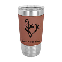 Load image into Gallery viewer, 20oz Faux Leather Tumbler Mug, Music Heart, Personalized Engraving Included - LaserGram Custom Engraved Gifts
