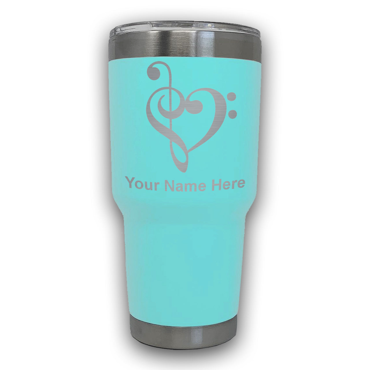 LaserGram 30oz Tumbler Mug, Music Heart, Personalized Engraving Included