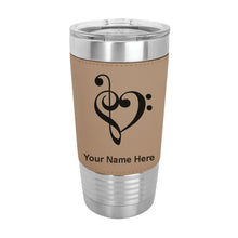 Load image into Gallery viewer, 20oz Faux Leather Tumbler Mug, Music Heart, Personalized Engraving Included - LaserGram Custom Engraved Gifts
