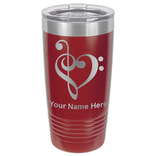 Load image into Gallery viewer, 20oz Vacuum Insulated Tumbler Mug, Music Heart, Personalized Engraving Included
