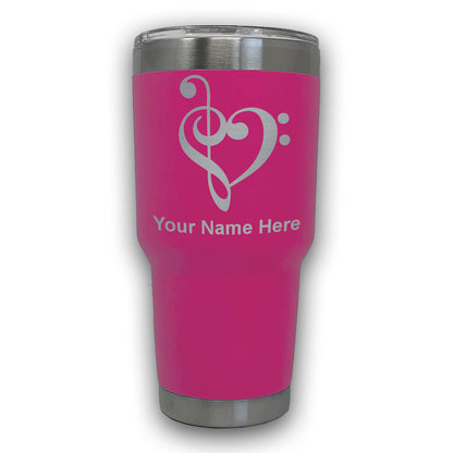 LaserGram 30oz Tumbler Mug, Music Heart, Personalized Engraving Included