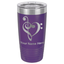 Load image into Gallery viewer, 20oz Vacuum Insulated Tumbler Mug, Music Heart, Personalized Engraving Included
