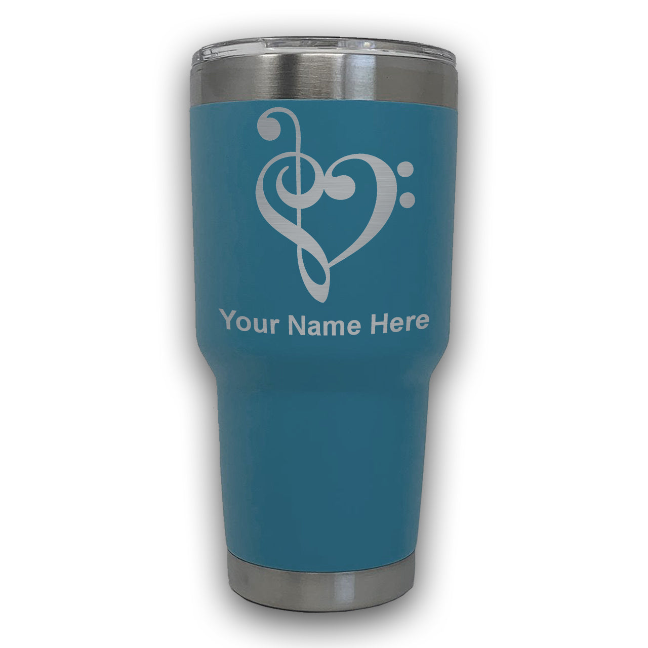 LaserGram 30oz Tumbler Mug, Music Heart, Personalized Engraving Included