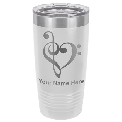 20oz Vacuum Insulated Tumbler Mug, Music Heart, Personalized Engraving Included
