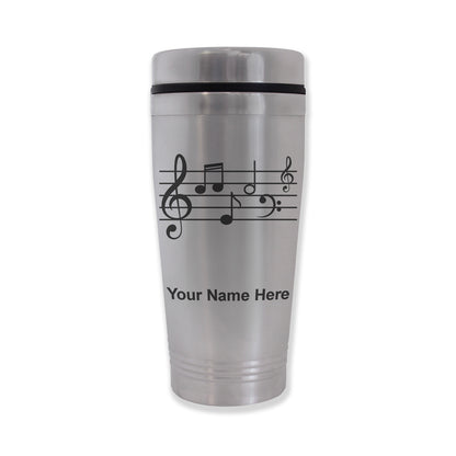 Commuter Travel Mug, Music Staff, Personalized Engraving Included