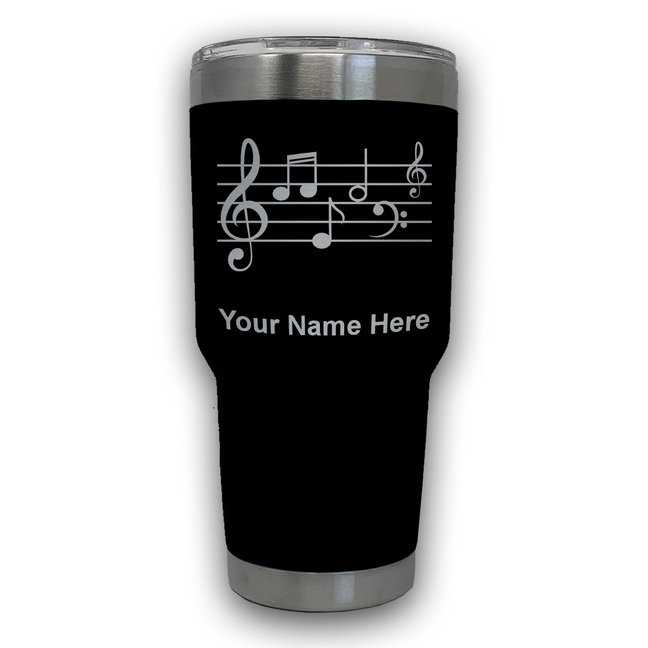 LaserGram 30oz Tumbler Mug, Music Staff, Personalized Engraving Included