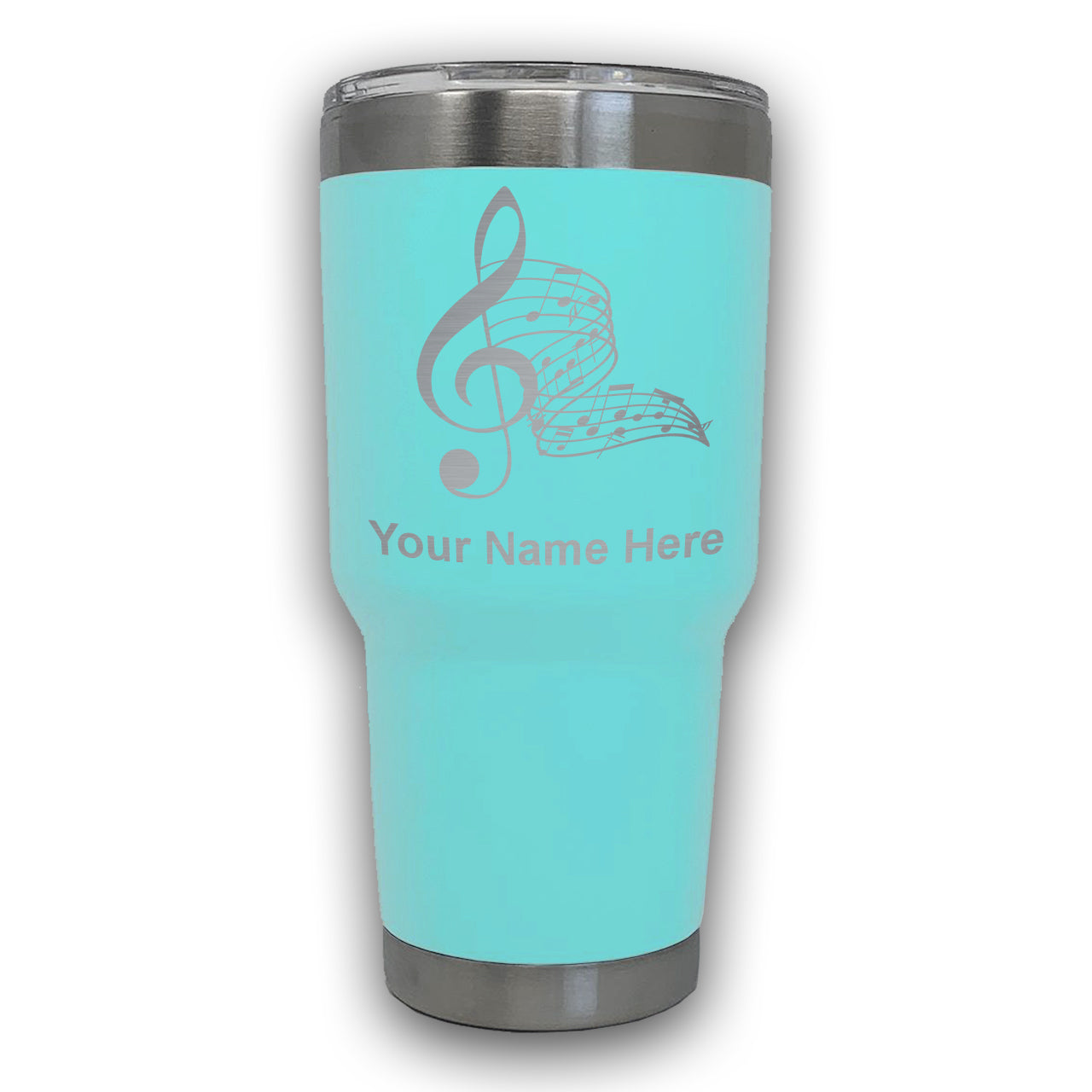 LaserGram 30oz Tumbler Mug, Musical Notes, Personalized Engraving Included