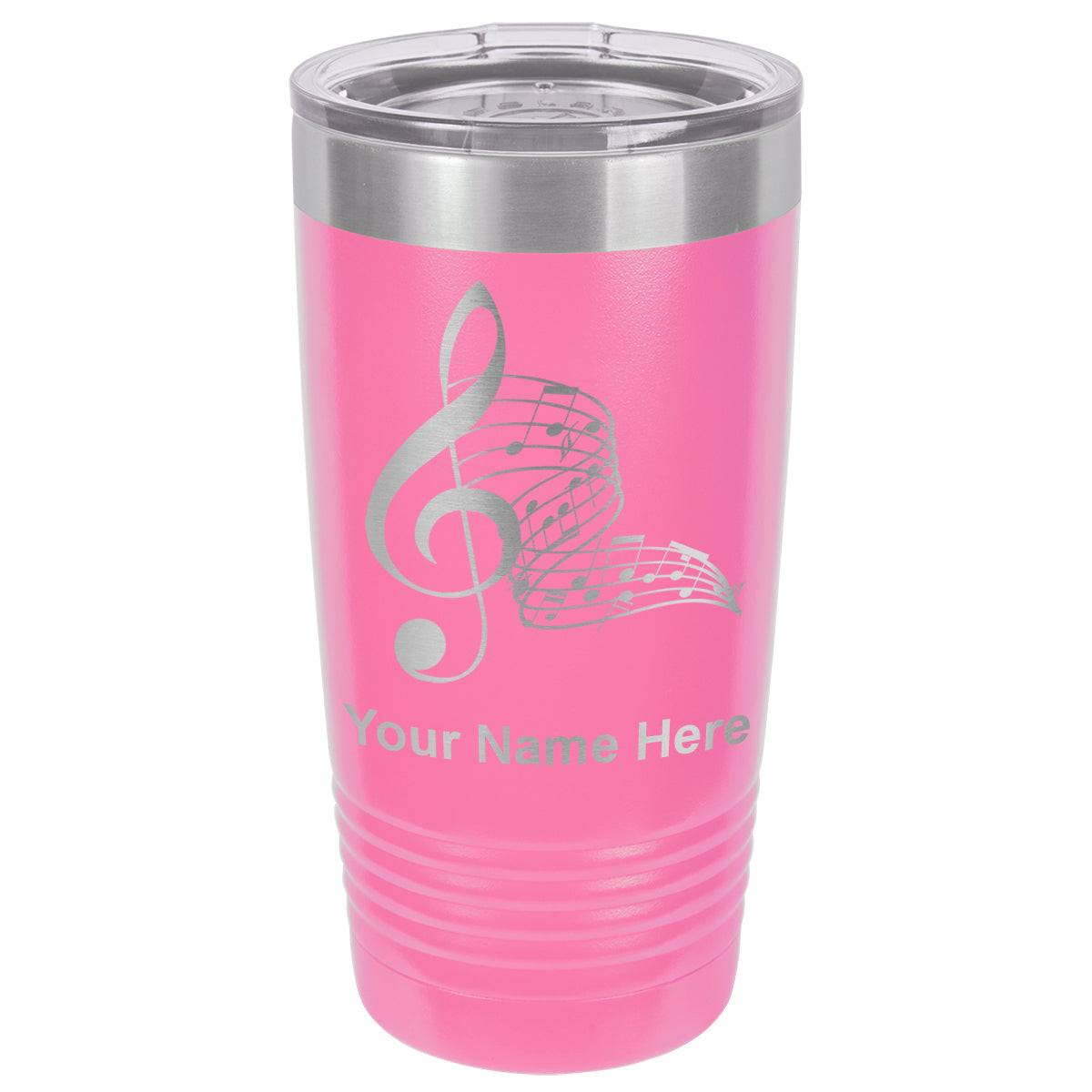 20oz Vacuum Insulated Tumbler Mug, Musical Notes, Personalized Engraving Included