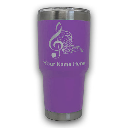 LaserGram 30oz Tumbler Mug, Musical Notes, Personalized Engraving Included