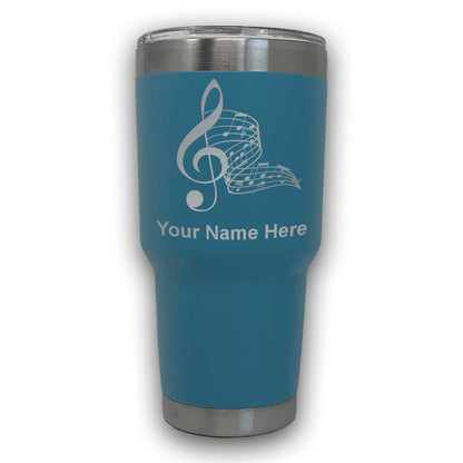 LaserGram 30oz Tumbler Mug, Musical Notes, Personalized Engraving Included