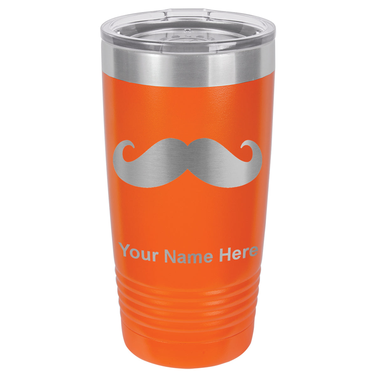 20oz Vacuum Insulated Tumbler Mug, Mustache, Personalized Engraving Included