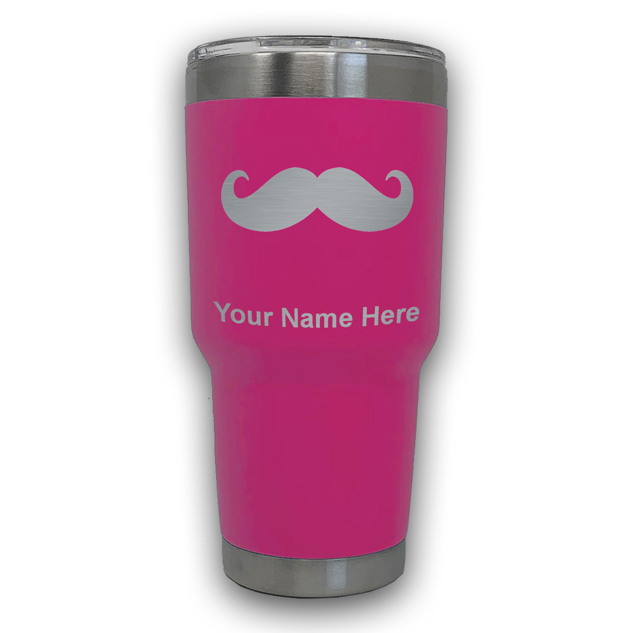 LaserGram 30oz Tumbler Mug, Mustache, Personalized Engraving Included