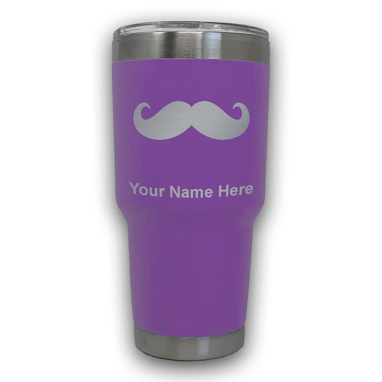 LaserGram 30oz Tumbler Mug, Mustache, Personalized Engraving Included