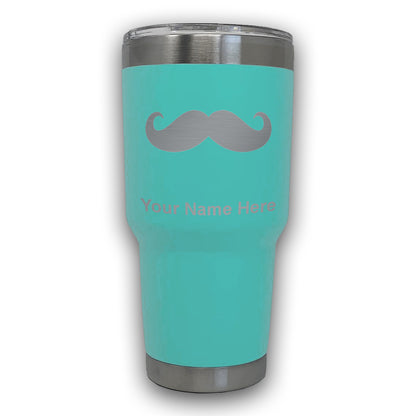 LaserGram 30oz Tumbler Mug, Mustache, Personalized Engraving Included