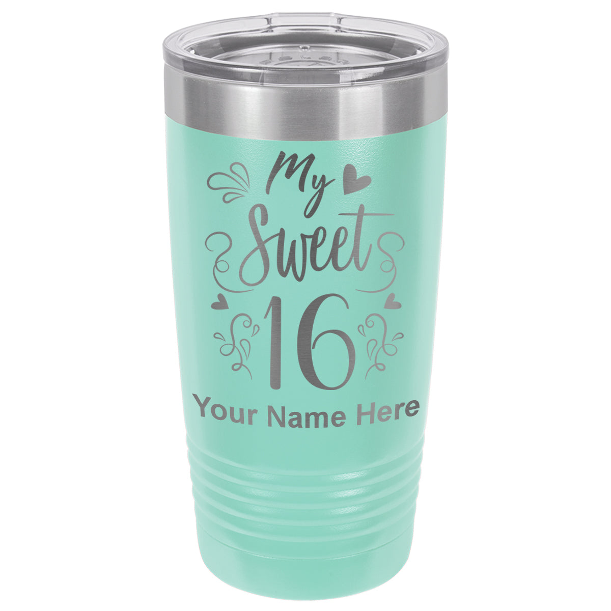 20oz Vacuum Insulated Tumbler Mug, My Sweet 16, Personalized Engraving Included