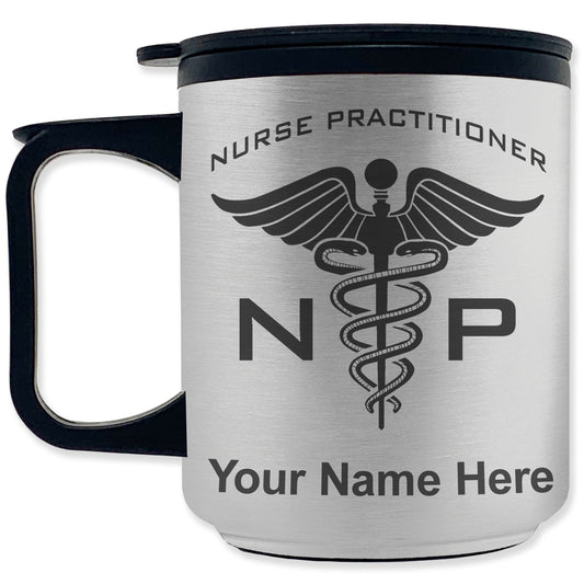 Coffee Travel Mug, NP Nurse Practitioner, Personalized Engraving Included