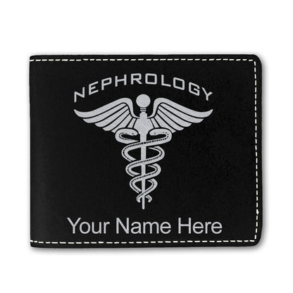 Faux Leather Bi-Fold Wallet, Nephrology, Personalized Engraving Included