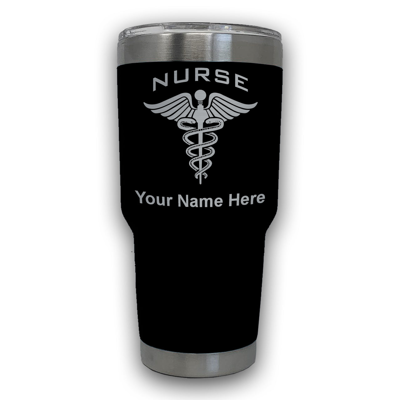 LaserGram 30oz Tumbler Mug, Nurse, Personalized Engraving Included