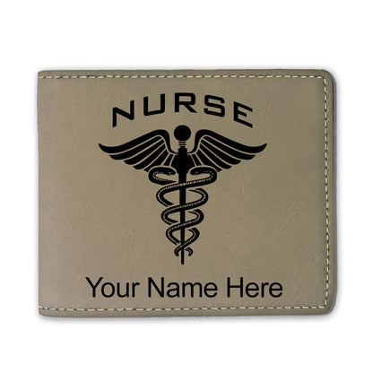 Faux Leather Bi-Fold Wallet, Nurse, Personalized Engraving Included