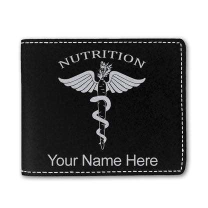 Faux Leather Bi-Fold Wallet, Nutritionist, Personalized Engraving Included