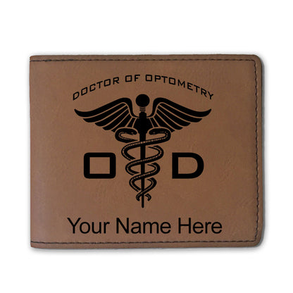 Faux Leather Bi-Fold Wallet, OD Doctor of Optometry, Personalized Engraving Included