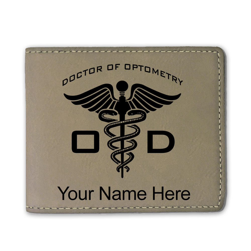 Faux Leather Bi-Fold Wallet, OD Doctor of Optometry, Personalized Engraving Included