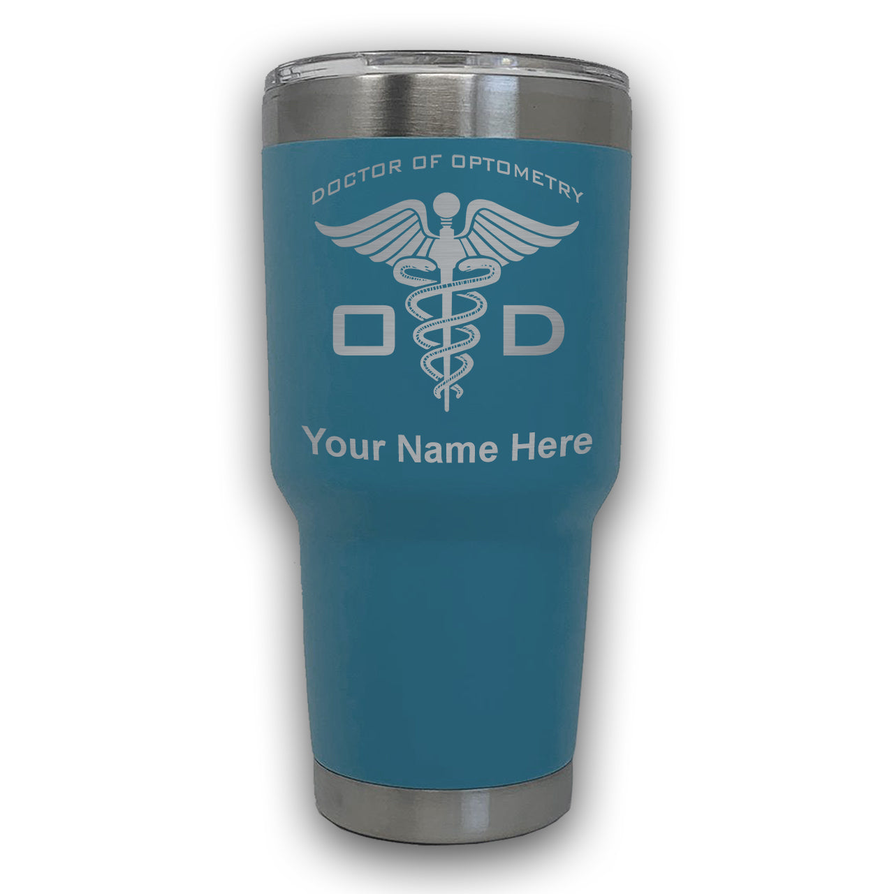 LaserGram 30oz Tumbler Mug, OD Doctor of Optometry, Personalized Engraving Included