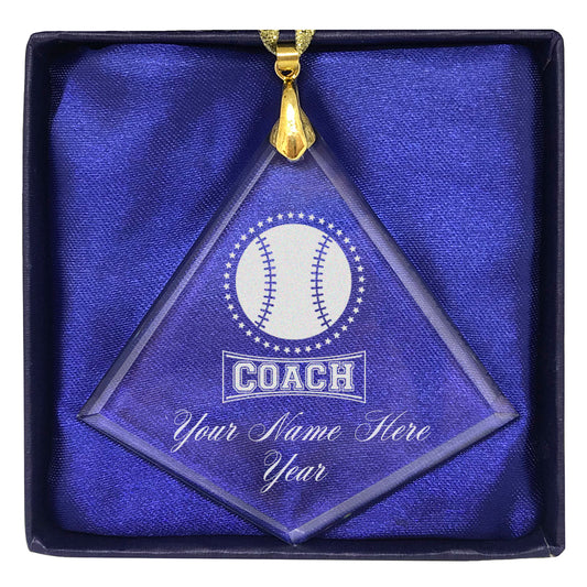 LaserGram Christmas Ornament, Baseball Coach, Personalized Engraving Included (Diamond Shape)